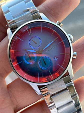 Ferro Çelik Kordon İç Fonksiyonları Aktif Chronograph 30 Mt Su Geçirmez Erkek Kol Saati EFM.339.K