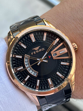 Ferro Çelik Kordon Takvimli Kadran 30 Mt Suya Dayanıklı Erkek Kol Saat EFM11911-XJ