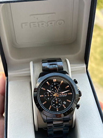 Ferro Çelik Kordon İç Fonksiyonlar Aktif Takvimli 30 Mt Su Geçirmez Erkek Kol Saati EFM31455-G