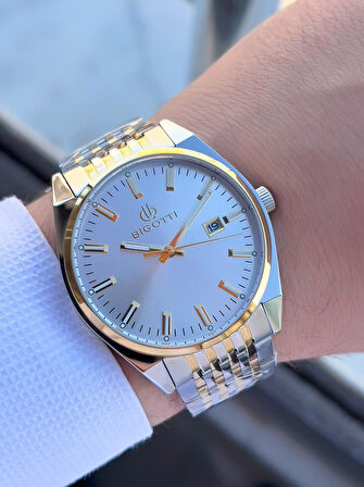 Bigotti Kasa Ve Kordon Çelik Takvimli Kadran 5 Atm Su Geçirmez Erkek Kol Saati EBG.10592.5
