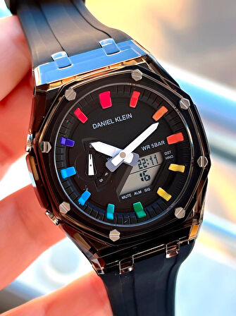 Daniel Klein Silikon Kordon Dijital&Analog 50 Mt Suya Dayanıklı Erkek Kol Saati EDK.2100.6
