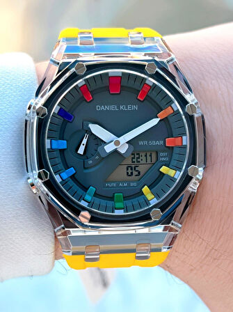 Daniel Klein Silikon Kordon Dijital&Analog 50 Mt Suya Dayanıklı Erkek Kol Saati EDK.2100.2