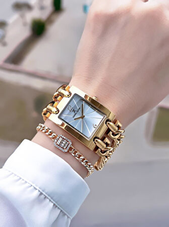 Daniel Klein Spor Zincir Kordon Köşeli Seri 2 Yıl Garantili Kadın Kol Saati+Bileklik BDK.10036.4