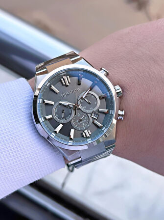 Quantum Çelik Kordon Fonksiyonları Aktif 100 Mt Suya Dayanıklı Erkek Kol Saati+Bileklik EADG.1094.360