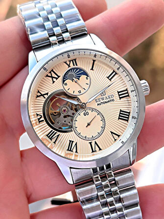 Reward Özel Tasarım Otomatik Mekanizma Çelik Kordon 5 Atm Suya Dayaknıklı Erkek Kol Saati ERW.146381