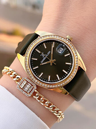 Daniel Klein Deri Kordon Takvinli Kadran 3 Atm Suya Dayanıklı Kadın Kol Saati+Bileklik BDK.13597-4