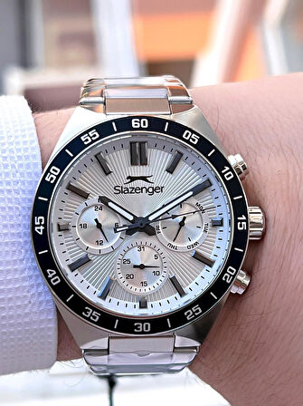 Slazenger Çelik Kordon Çelik Kasa 10 Atm İç Kadran Fonksiyonları Aktif Erkek Kol Saati ESL.2510.2.02