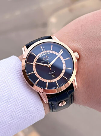 Romanson Sapphire Camlı Deri Kordon Takvimli Kadran 5Atm Suya Dayanıklı Erkek Kol Saati AG1632.04