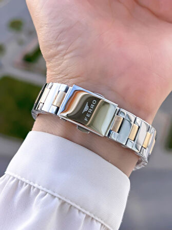 Ferro Çelik Kordon İTALIAN DESIGN 3 Atm Suya Dayanıklı 2 Yıl Garantili Kadın Kol Saati+Bileklik 86-M4