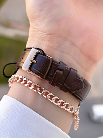 Daniel Klein Retro Vintage Seri Deri Kordon Suya Dayanıklı Kadın Kol Saati+Bileklik BDK.13770.5