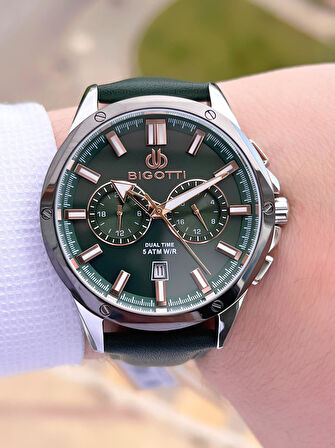 Bigotti Deri Kordon Takvimli Kadran 5 Atm Suya Dayanıklı 2 Yıl Garantili Erkek Kol Saati TBG10521.4