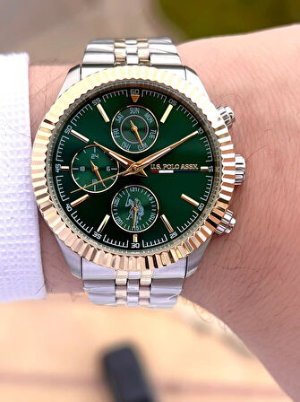 U.S.POLO ASSN Çelik Kordon İç Fonksiyonları Aktif 5 Atm Suya Dayanıklı Erkek Kol Saati USPA.1054.B08