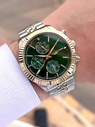 U.S.POLO ASSN Çelik Kordon İç Fonksiyonları Aktif 5 Atm Suya Dayanıklı Erkek Kol Saati USPA.1054.B08
