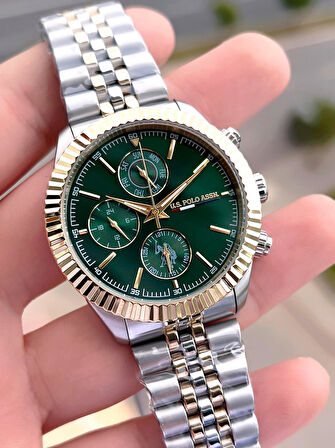 U.S.POLO ASSN Çelik Kordon İç Fonksiyonları Aktif 5 Atm Suya Dayanıklı Erkek Kol Saati USPA.1054.B08