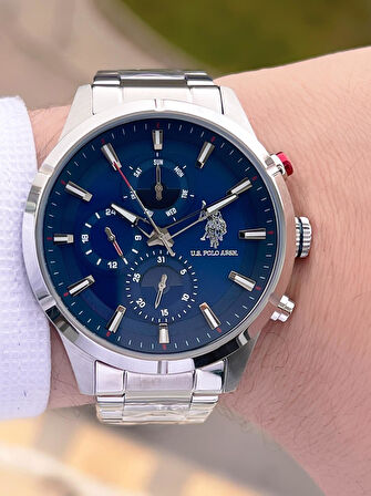 U.S.Polo Assn Çelik Kordon İç Fonksiyonları Aktif 5 Atm Suya Dayanıklı Erkek Kol Saati USPA.FS1014.01