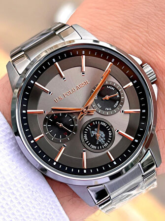 U.S.Polo Assn Çelik Kordon İç Fonksiyonları Aktif 5 Atm Suya Dayanıklı Erkek Kol Saati USPA.FS1000.4