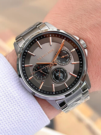 U.S.Polo Assn Çelik Kordon İç Fonksiyonları Aktif 5 Atm Suya Dayanıklı Erkek Kol Saati USPA.FS1000.4