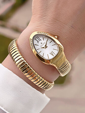 Wesse Yılan Tasarım Sarmalı Kordon 2 Yıl Garantili 3 Atm Suya Dayanıklı Kadın Kol Saati BWWL.1150.01