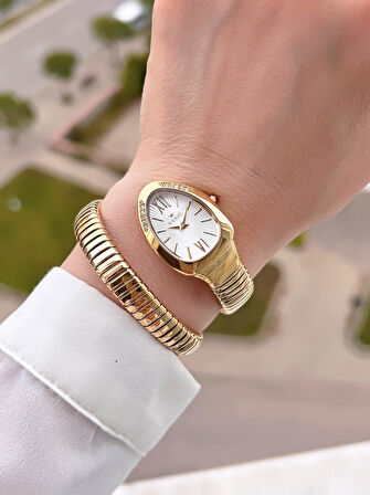 Wesse Yılan Tasarım Sarmalı Kordon 2 Yıl Garantili 3 Atm Suya Dayanıklı Kadın Kol Saati BWWL.1150.01