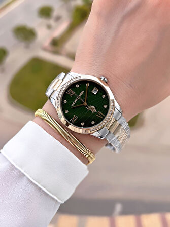 U.S.POLO ASSN Çelik Kordon 5 Atm Suya Dayanıklı Kadın Kol Saati+Bileklik Hediyeli USPA.2059.B08