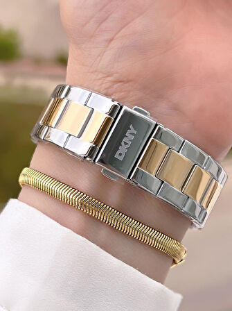 DKNY Çelik Kasa Ve Kordon 5 Atm Suya Dayanıklı 2 Yıl Garantili Kadın Kol Saati+Bileklik DKNY.L0045.2