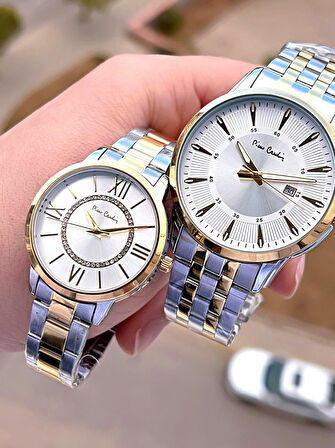 Pierre Cardin Bay ve Bayan Çiftlere Özel Çelik Kordon Çift Kol Saati 30 Mt Su Gecirmez CF.PR80002.M2