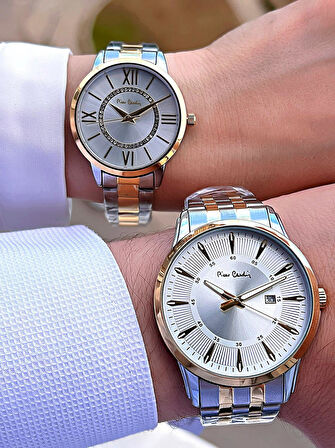Pierre Cardin Bay ve Bayan Çiftlere Özel Çelik Kordon Çift Kol Saati 30 Mt Su Gecirmez CF.PR80002.M2