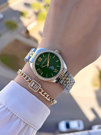 U.s.Polo Assn Çelik Kordon 2 Yıl Garantili 3 Atm Suya Dayanıklı Kadın Kol Saati+Bileklik UA.2085.M07