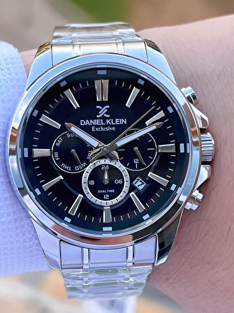 Daniel Klein Çelik Kordon Kronometreli Kadran Tasarımı 3 Atm Suya Dayanıklı Erkek Kol Saati 13524.2