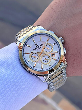 Daniel Klein Çelik Kordon Kronometreli Kadran Tasarımı 3 Atm Suya Dayanıklı Erkek Kol Saati 14031.6