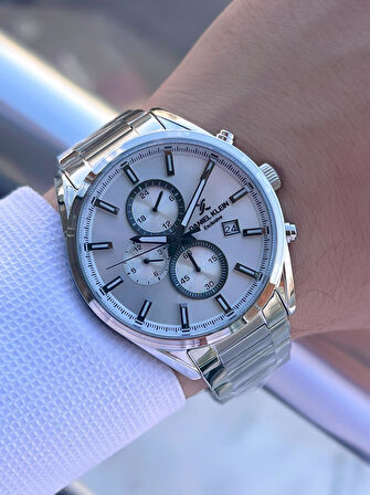 Daniel Klein Çelik Kordon Kronometreli Kadran Tasarımı 3 Atm Suya Dayanıklı Erkek Kol Saati 10582.9