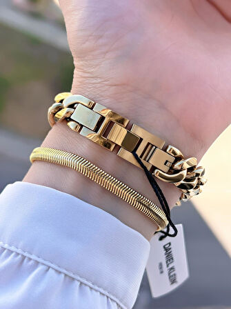 Daniel Klein Spor Zincir Kordon Köşeli Seri 2 Yıl Garantili Kadın Kol Saati+Bileklik 10836.2