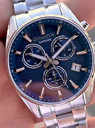 Quantum Sapphire Cizilmez Cam Çelik Kordon İç Kadran Fonksiyonları Aktif 10 Atm Erkek Kol Saat NQ390