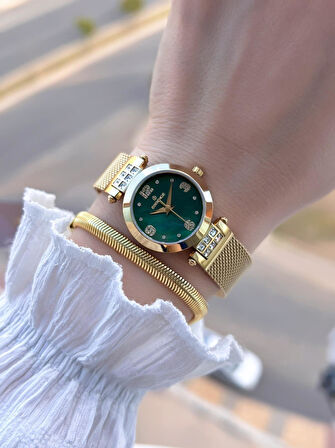 Essence Çelik Kasa Ve Kordon 2 Yıl Garantili 3 Atm Suya Dayanıklı Kadın Kol Saat+Bileklik ESM170