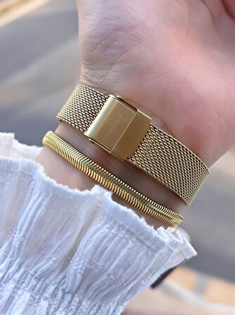 Essence Çelik Kasa Ve Kordon 2 Yıl Garantili 3 Atm Suya Dayanıklı Kadın Kol Saat+Bileklik ESM170