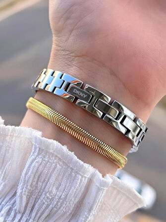 DKNY Çelik Kasa Ve Kordon 5 Atm Suya Dayanıklı 2 Yıl Garantili Kadın Kol Saati+Bileklik DKNY.43L0025