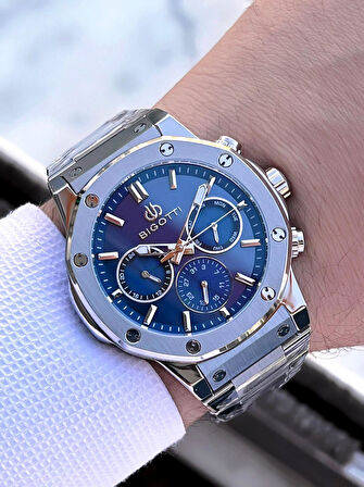 Bigotti Özel Kutulu Nişan Ve Damat Saati 2 Yıl Garantili İç Fonksiyonları Aktif Erkek Kol Saati BX03