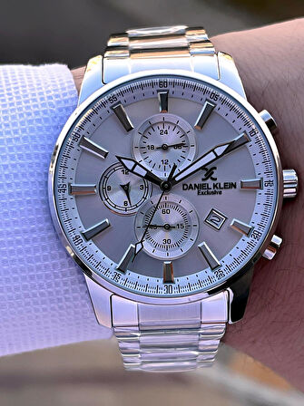Daniel Klein Çelik Kordon Kronometreli Kadran Tasarımı 3 Atm Suya Dayanıklı Erkek Kol Saati 10602.11
