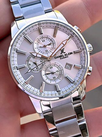 Daniel Klein Çelik Kordon Kronometreli Kadran Tasarımı 3 Atm Suya Dayanıklı Erkek Kol Saati 10602.11