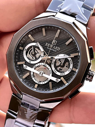 Reward Çelik Kordon 2 Yıl Garantili 5 Atm Suya Dayanıklı İç Fonksiyonları Aktif Erkek Kol Saati RE26