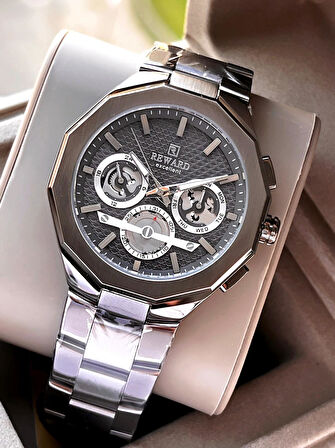 Reward Çelik Kordon 2 Yıl Garantili 5 Atm Suya Dayanıklı İç Fonksiyonları Aktif Erkek Kol Saati RE26