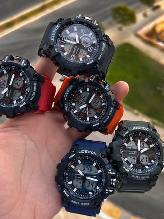 Joefox Digital Ve Analog 2 Yıl Garantili Kronmetre+Takvim+Alarm+Aydınlatma Erkek Kol Saati JOE.BK03