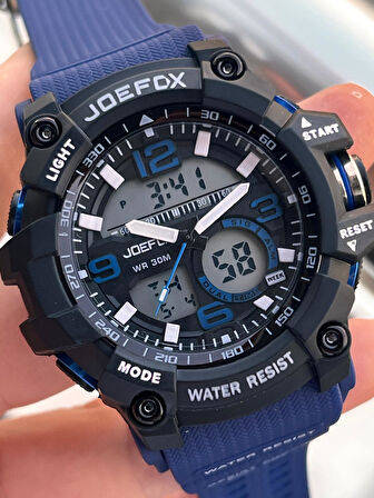 Joefox Digital Ve Analog 2 Yıl Garantili Kronmetre+Takvim+Alarm+Aydınlatma Erkek Kol Saati JOE.BK06