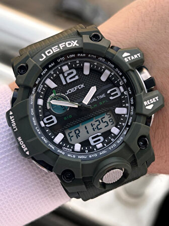 Joefox Digital Ve Analog 2 Yıl Garantili Kronmetre+Takvim+Alarm+Aydınlatma Erkek Kol Saati JOE.BK09