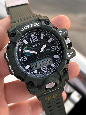 Joefox Digital Ve Analog 2 Yıl Garantili Kronmetre+Takvim+Alarm+Aydınlatma Erkek Kol Saati JOE.BK09