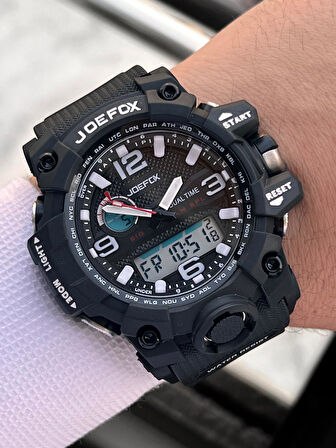 Joefox Digital Ve Analog 2 Yıl Garantili Kronmetre+Takvim+Alarm+Aydınlatma Erkek Kol Saati JOE.BK15
