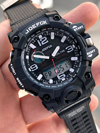 Joefox Digital Ve Analog 2 Yıl Garantili Kronmetre+Takvim+Alarm+Aydınlatma Erkek Kol Saati JOE.BK15