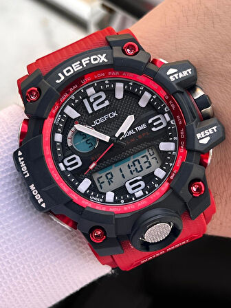 Joefox Digital Ve Analog 2 Yıl Garantili Kronmetre+Takvim+Alarm+Aydınlatma Erkek Kol Saati JOE.BK18