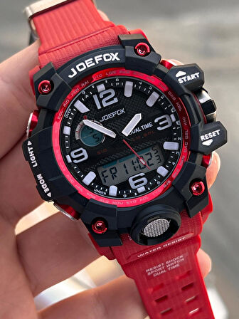 Joefox Digital Ve Analog 2 Yıl Garantili Kronmetre+Takvim+Alarm+Aydınlatma Erkek Kol Saati JOE.BK18
