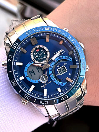 Joefox Çelik Kordon Dijital Ve Analog 2 Yıl Garantili 3 Atm Suya Dayanıklı Erkek Kol Saati JOE.CL02